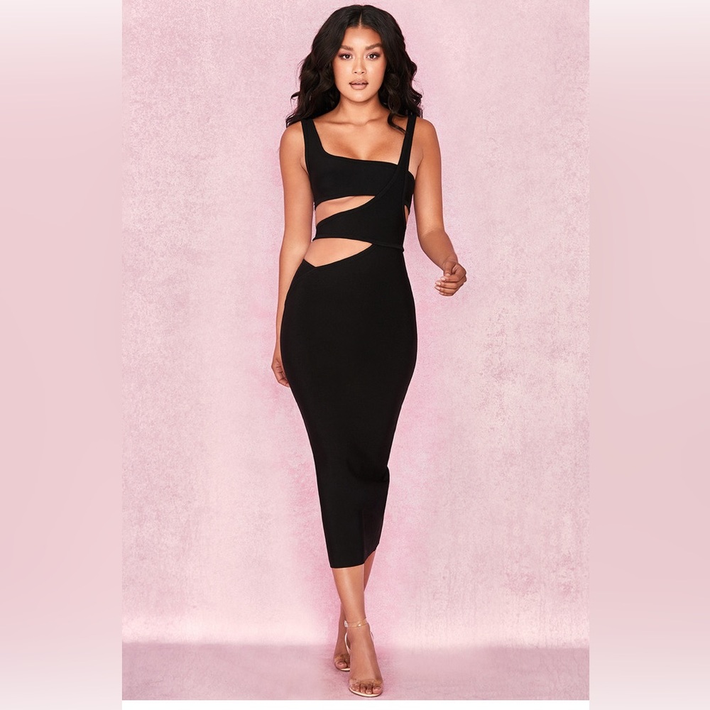 NWT House of CB Miya Black Cutout Bandage Dress size Small